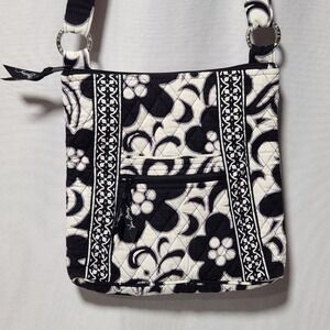 Vera Bradley Night and Day Floral Quilted Hipster Crossbody Bag Black White